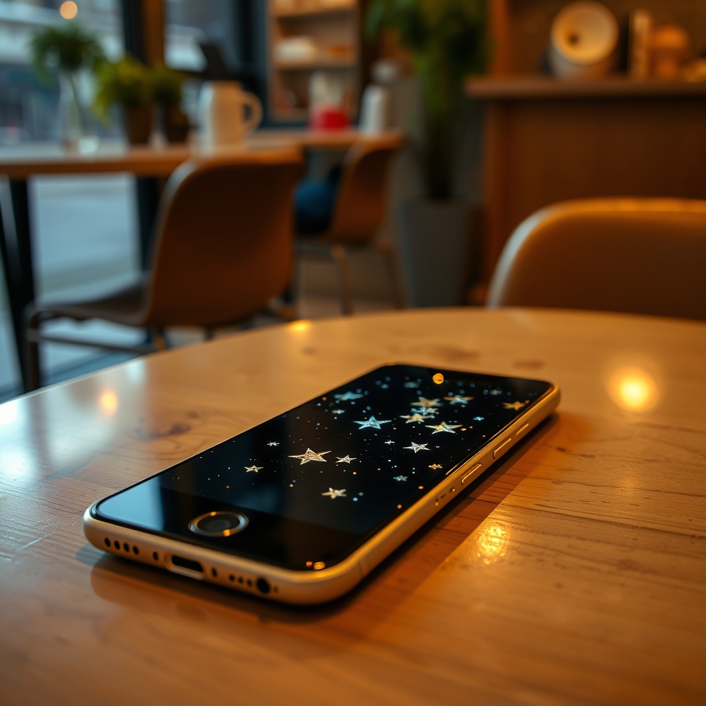 Celular mostrando estrellas de reseñas de un negocio